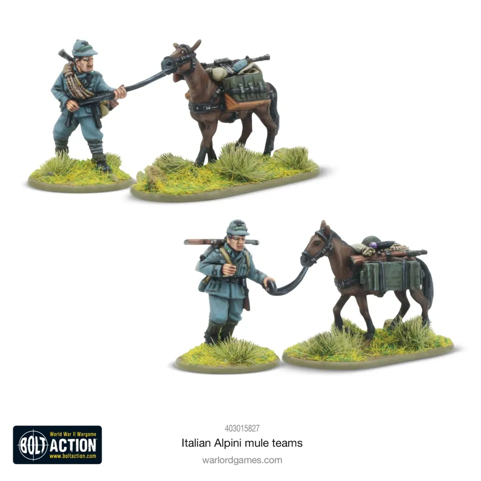 Bolt Action Italian Alpini Mule Teams figurines métal