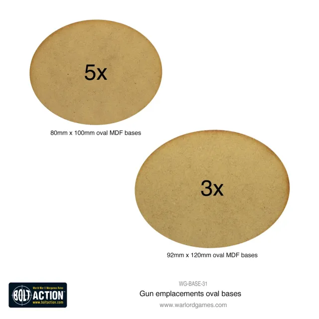 Bolt Action Gun Emplacements socles ovales MDF x8