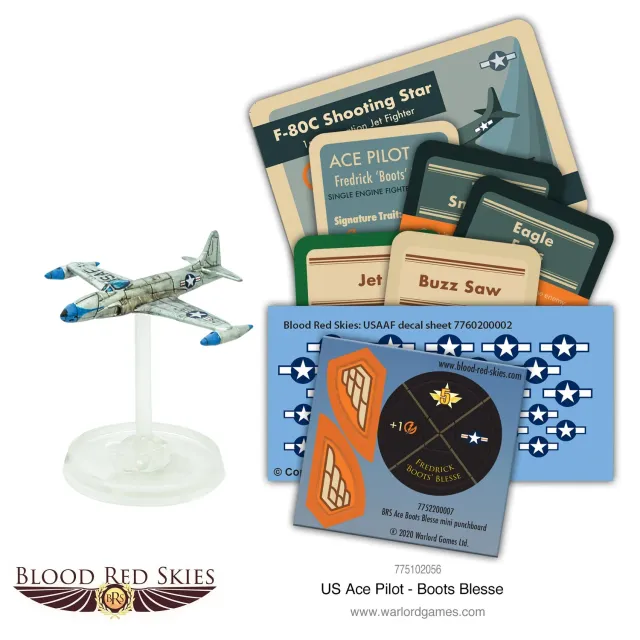 Bolt Action Blood Red Skies US Ace Pilot Blesse avion résine