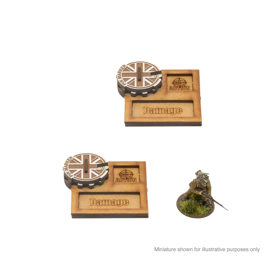 Bolt Action Bolt Action MDF Vehicle Pin Markers - Great Britain marqueurs de jeu 2 pièces MDF