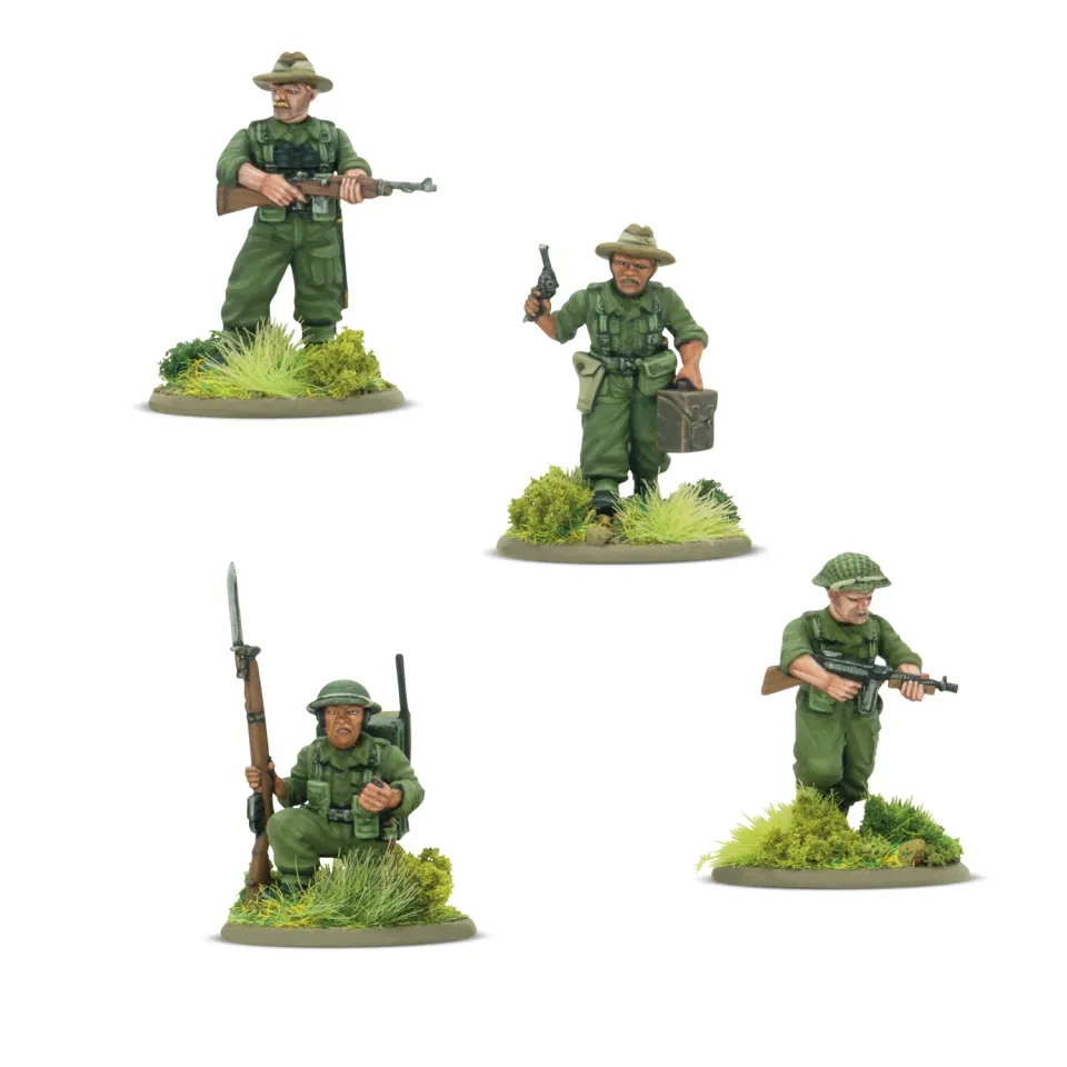 Bolt Action Gurkha HQ figurines résine commandement 4 figs