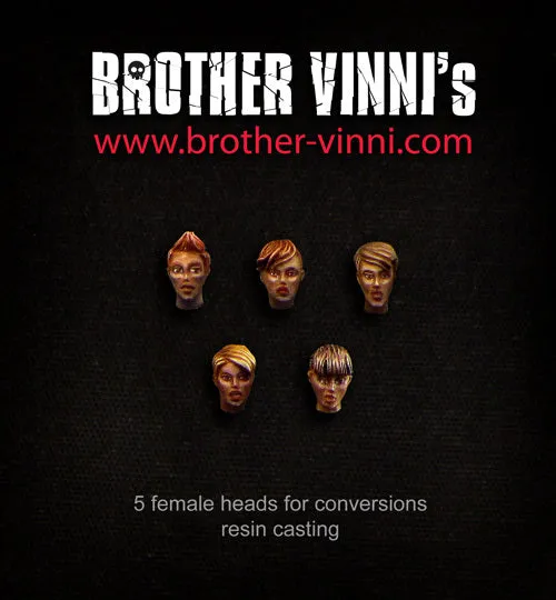 Brother Vinni Female heads, short hair têtes résine 28 mm 5 pièces