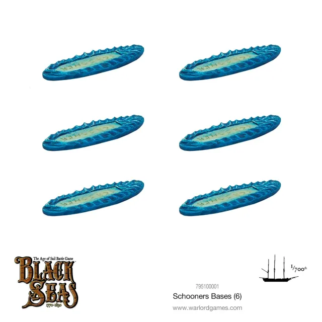 Bolt Action Black Seas: Schooner Bases socles résine pour goélettes
