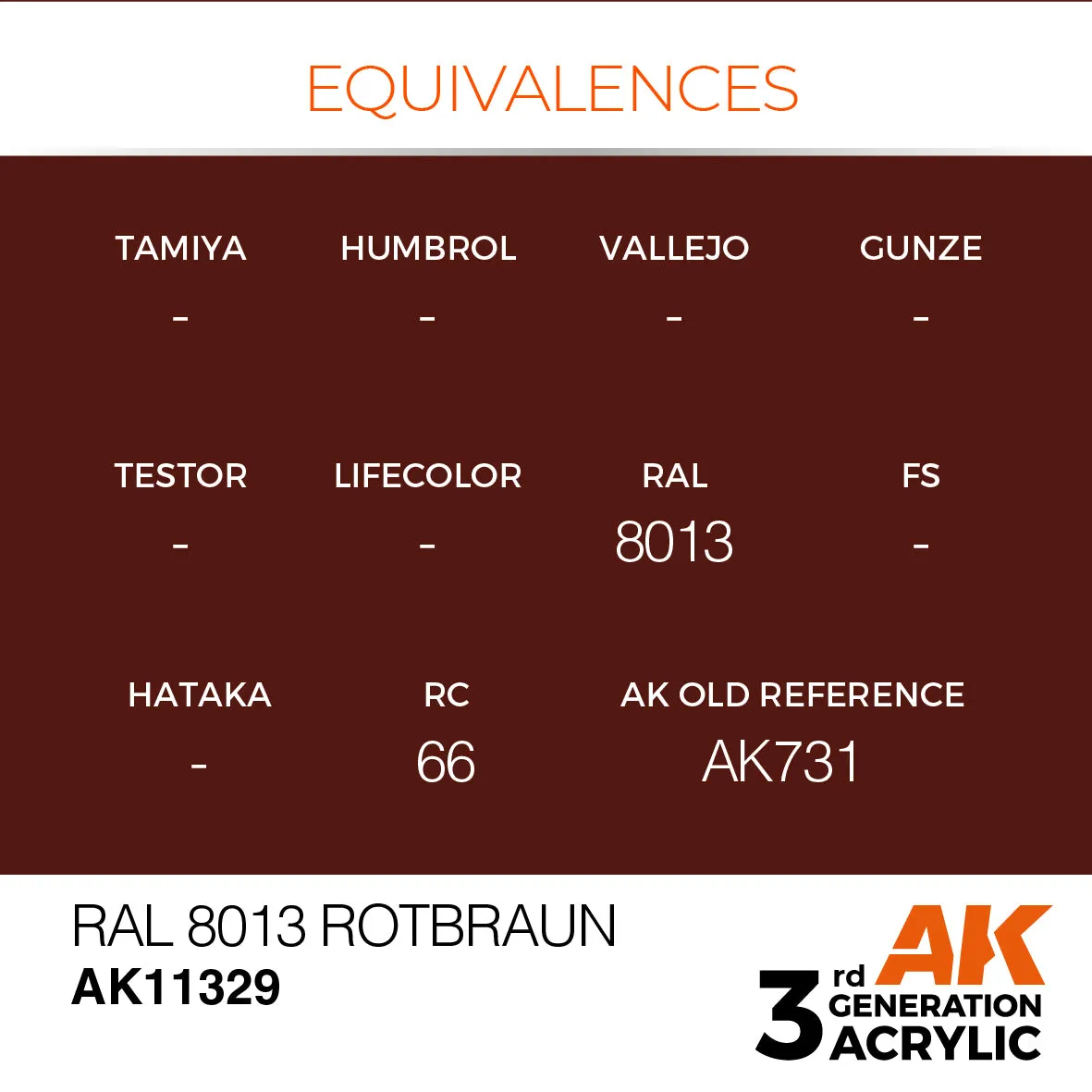 AK Interactive 3Gen RAL 8013 Rotbraun peinture 17 ml