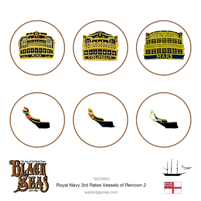 Warlord Games Black Seas Royal Navy 3rd Rates Pack 2 figurines métal