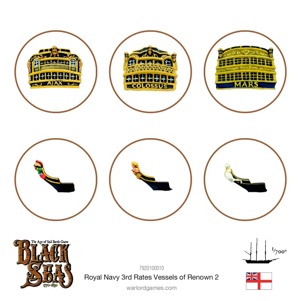 Warlord Games Black Seas Royal Navy 3rd Rates Pack 2 figurines métal