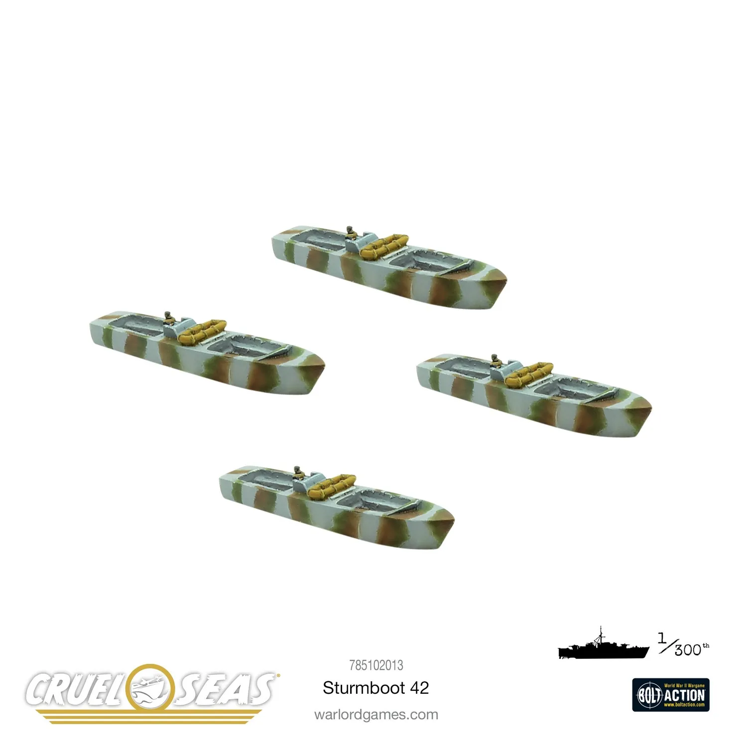 Warlord Games Cruel Seas Sturmboot 42 (Heavy) bateaux métal 4 pièces
