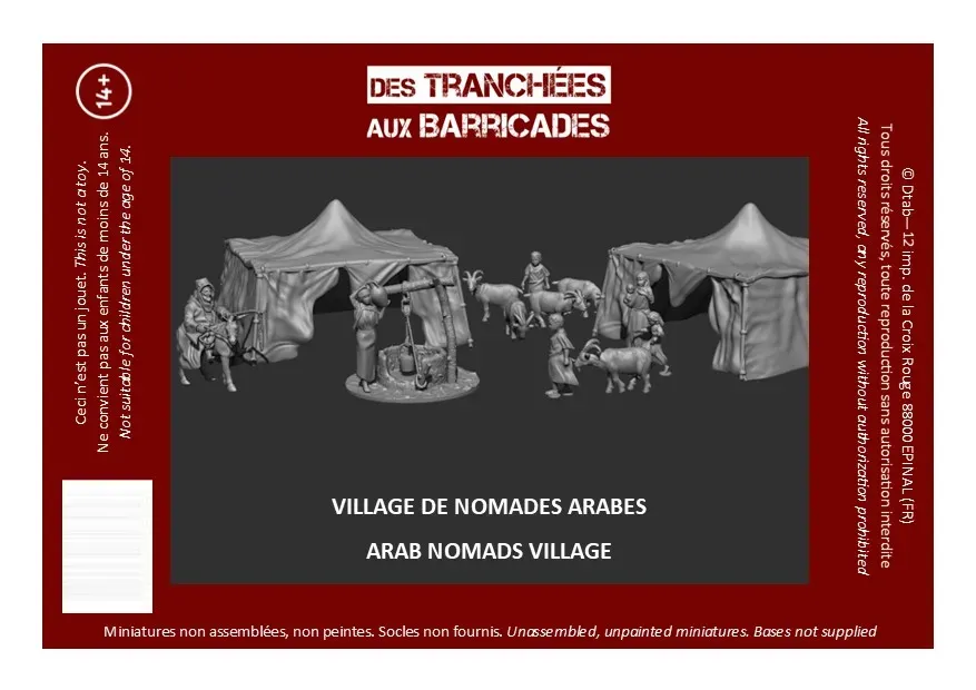 Des Tranchées aux Barricades Village nomade arabe décor 28mm résine