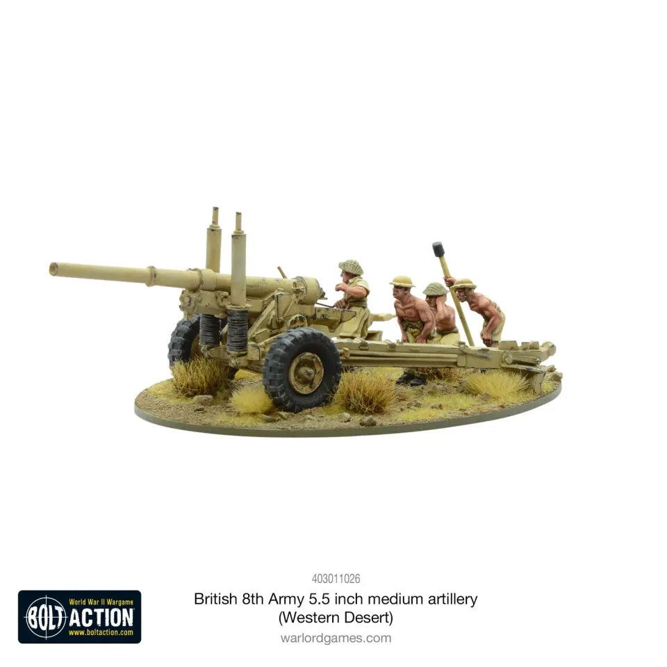 Bolt Action British 8th Army 5.5 inch medium artillery canon métal