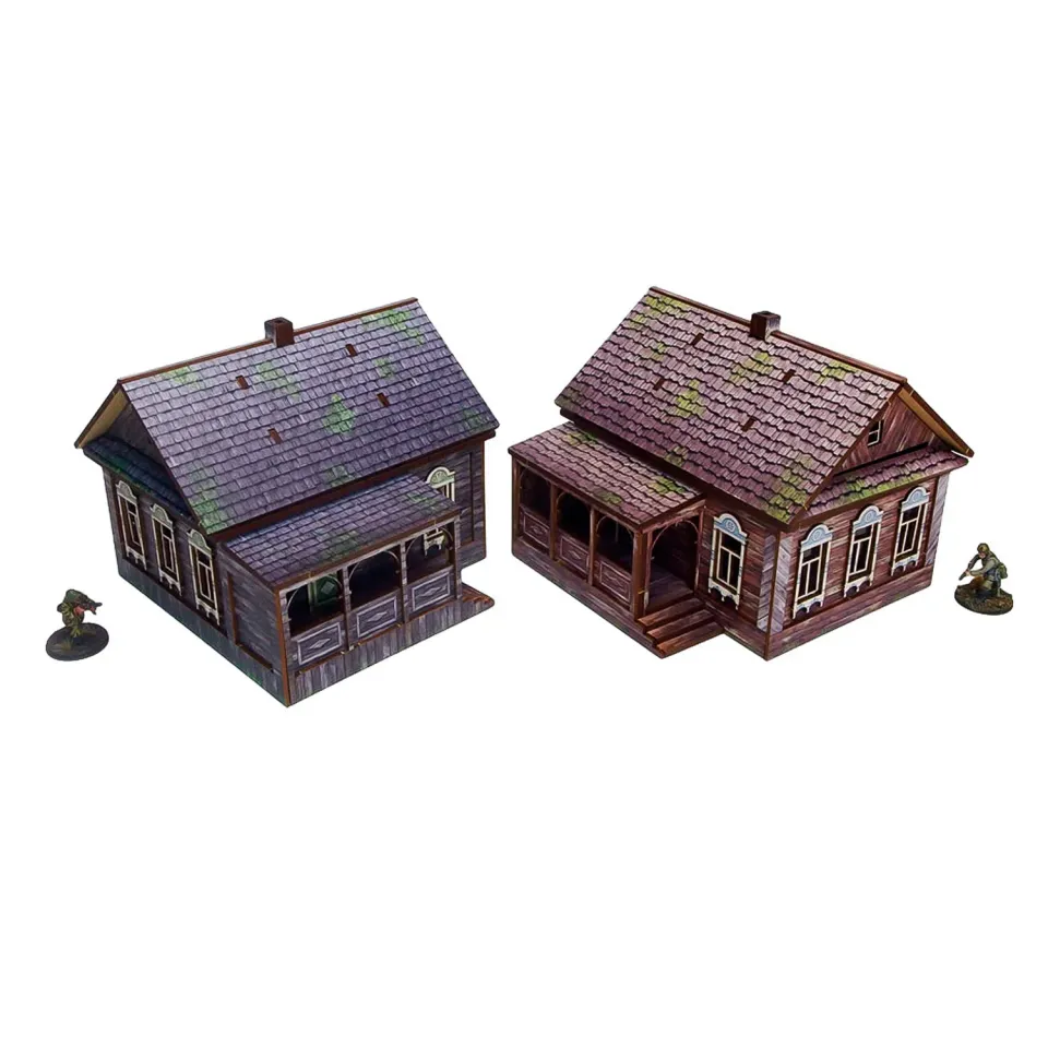 Bolt Action Pre-Painted WW2 Ostfront Village Doma maisons 28-30 mm prépeintes