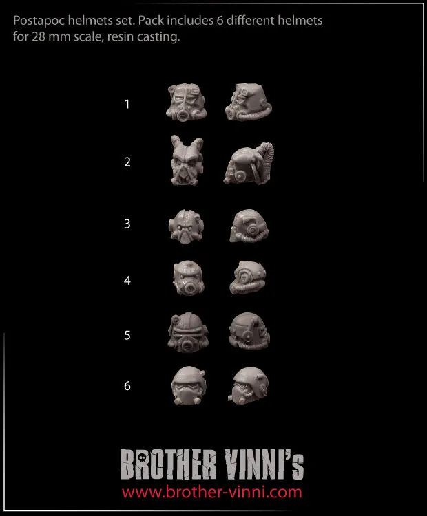 Brother Vinni Sci-fi helmets casques 28 mm bits résine 6 pièces