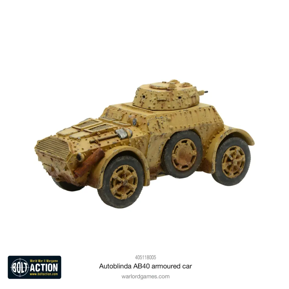 Bolt Action Autoblinda AB40 voiture blindée 1 figurine résine métal