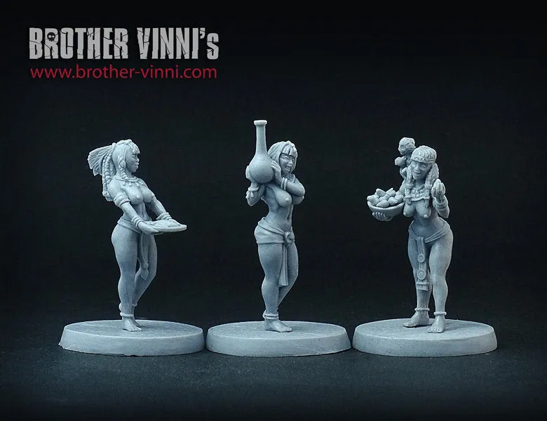 BROTHER VINNI Egyptian Maid Servants Girls figurines résine 28 mm, lot de 3