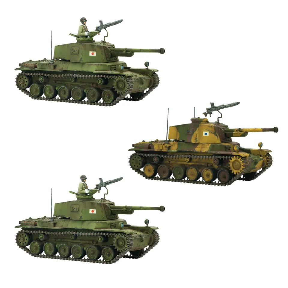 Bolt Action Chi-Nu Medium Tank lot 3 chars plastique