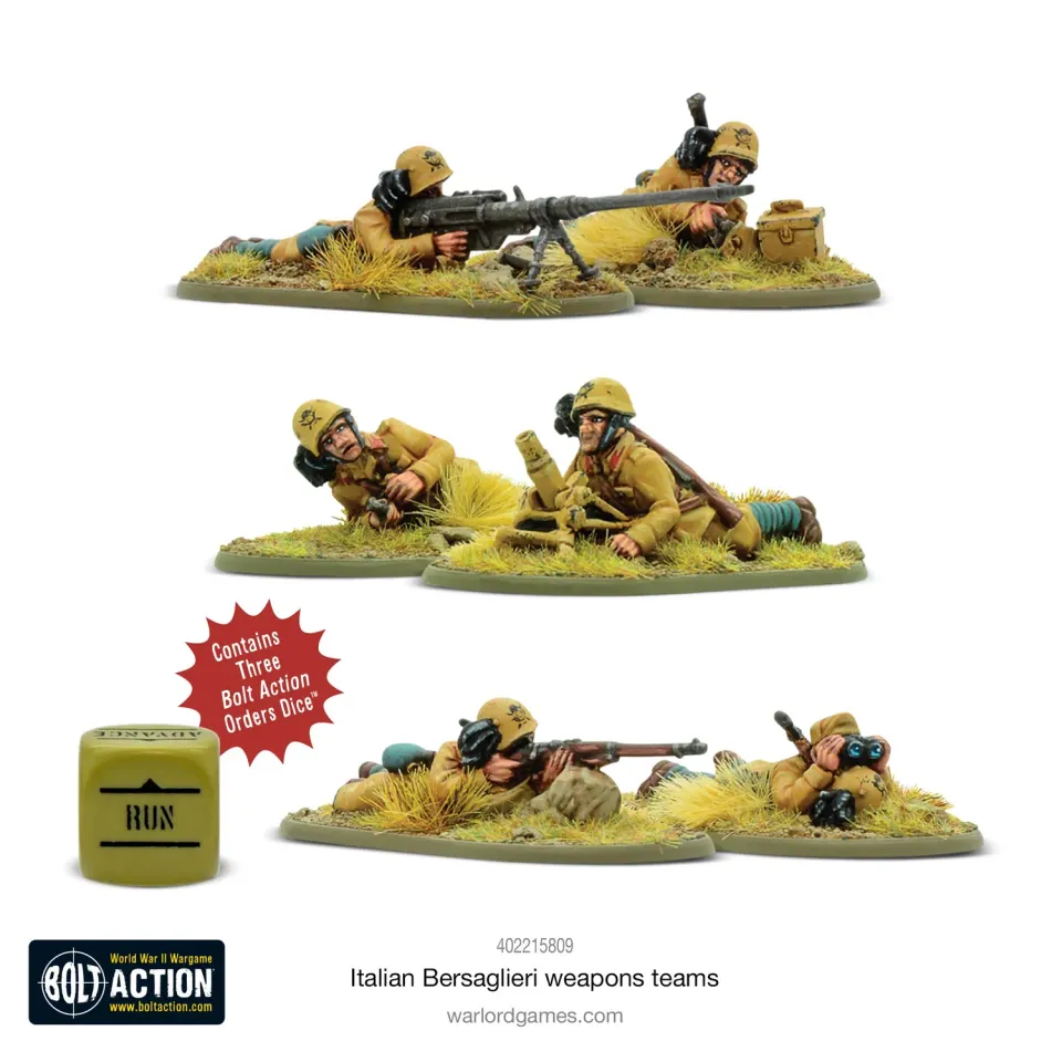 Bolt Action Bersaglieri Weapons Teams coffret 6 figurines Warlord Resin