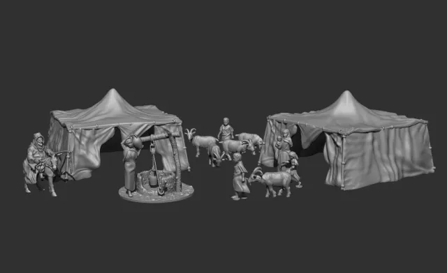 Des Tranchées aux Barricades Village nomade arabe fichiers STL 28mm pack