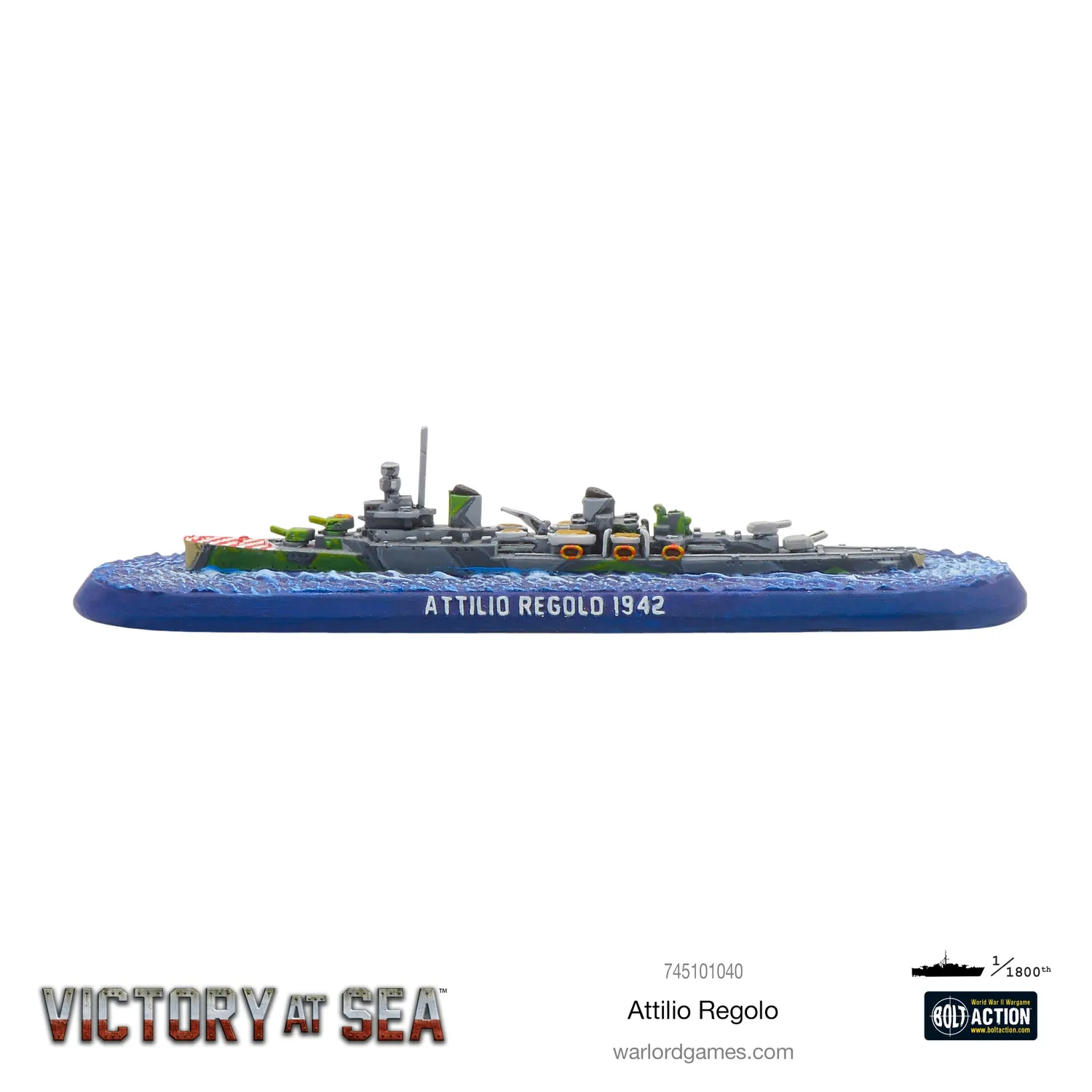 Bolt Action Victory at Sea Attilio Regolo croiseur résine