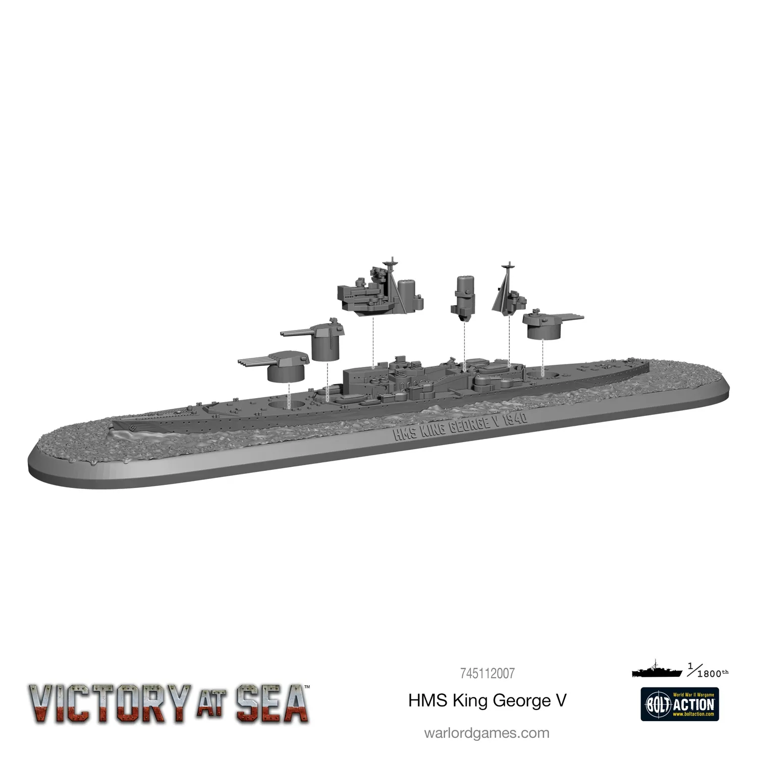 Bolt Action Victory at Sea HMS King George V navire en résine