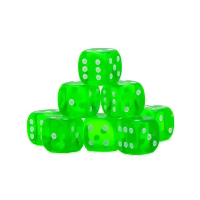 Bolt Action Emerald D6 Dice dés à six faces 8 pièces émeraude