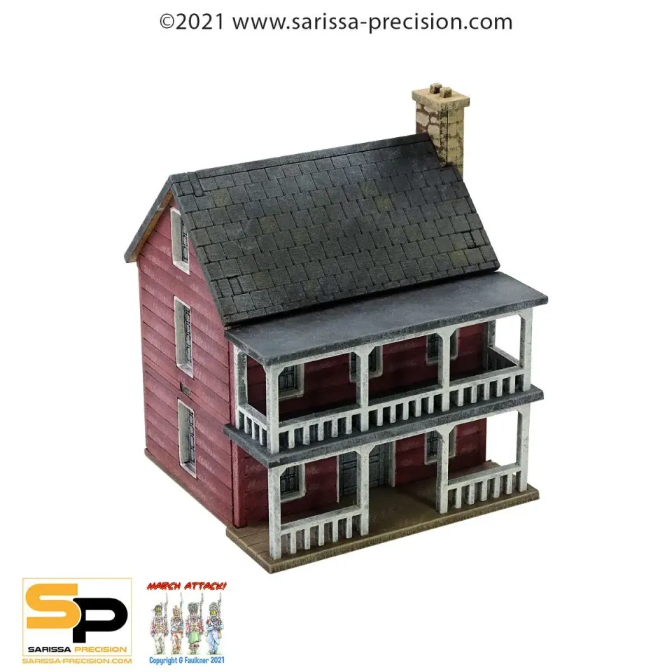 Bolt Action North American Planked House with Porch & Balcony maison MDF 15 mm