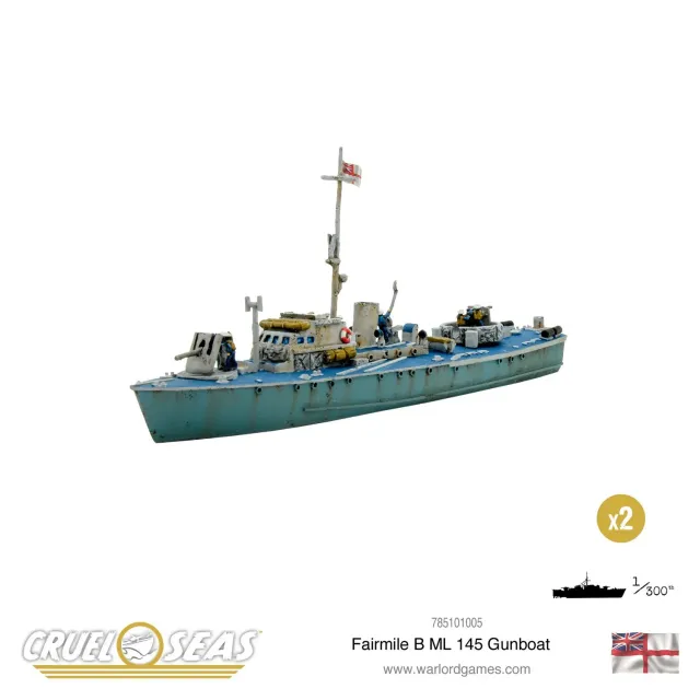 Bolt Action Cruel Seas Fairmile B ML 145 navire canonnière lot de 2