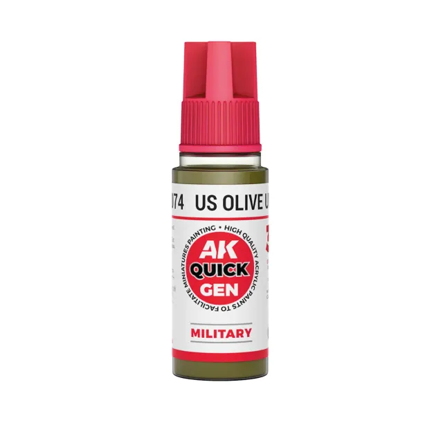AK Interactive QuickGen US Olive peinture acrylique 18 ml vert olive