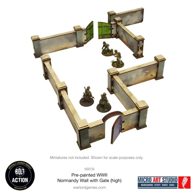 Bolt Action WW2 Normandy Walls with Gate mur prépeint haut 80 cm