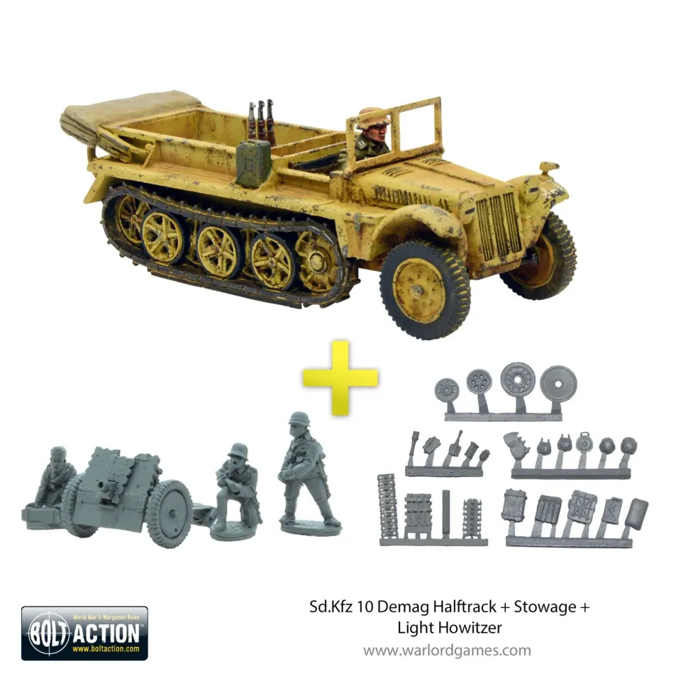 Bolt Action Sd.Kfz 10 Demag + obusier 75mm kit maquette résine