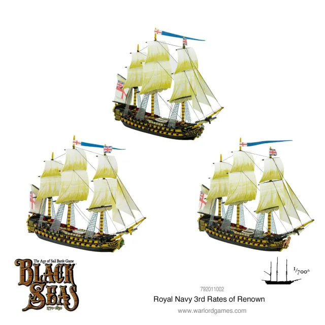 Black Seas Royal Navy 3rd Rates of Renown navires 74 canons métal plastique