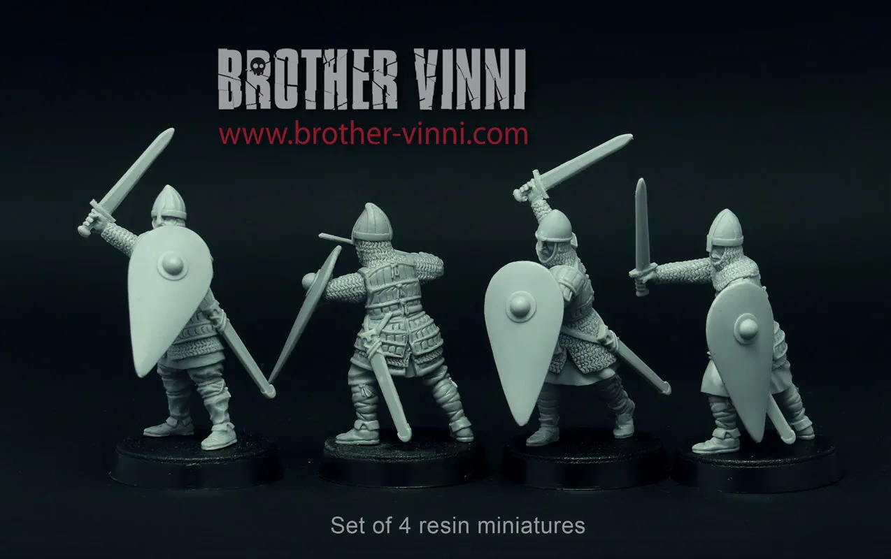 Brother Vinni Italo-Norman Knights lot 4 figurines résine 28mm épées