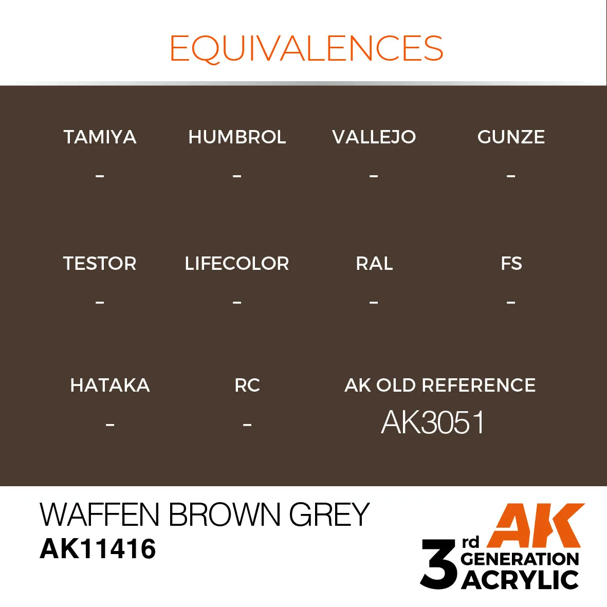 AK Interactive 3Gen Acrylic Waffen Brown Grey peinture acrylique