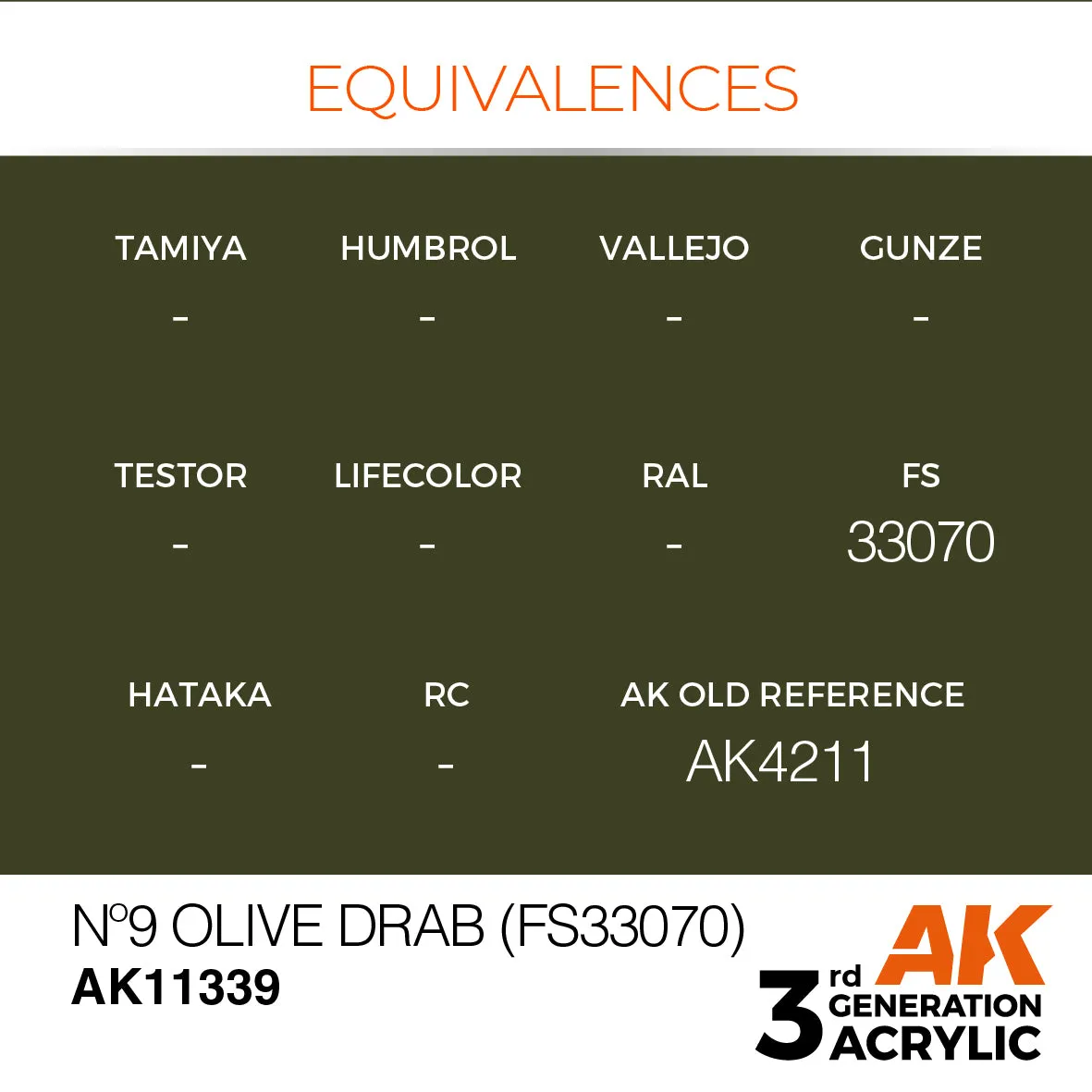 AK Interactive 3Gen Olive Drab N9 peinture 17ml vert