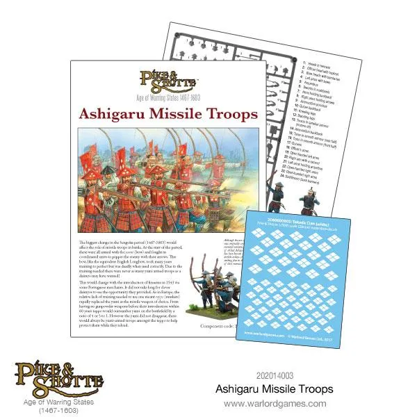 Bolt Action Pike & Shotte Ashigaru Missile Troops figurines plastique