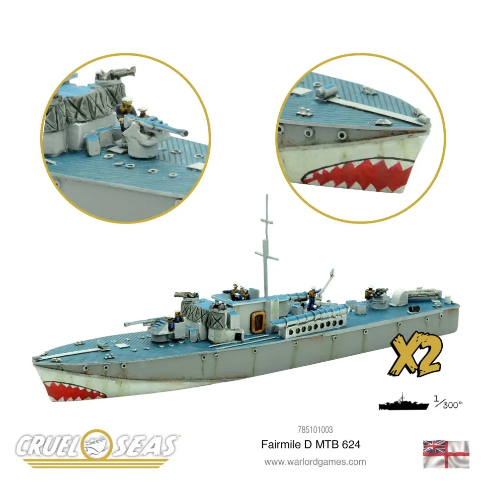 Bolt Action Cruel Seas Fairmile D MTB 624 bateau x2 Royal Navy