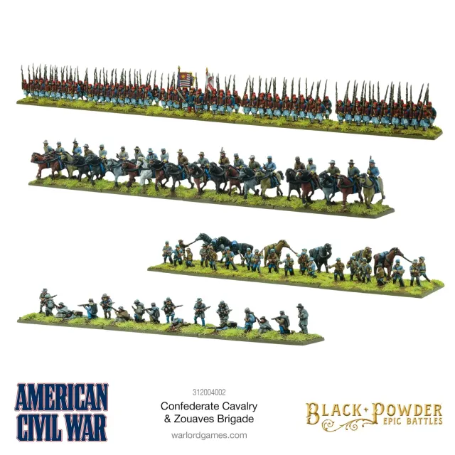 Bolt Action Black Powder Epic Battles American Civil War Confederate Cavalry & Zouaves Brigade figurines plastique