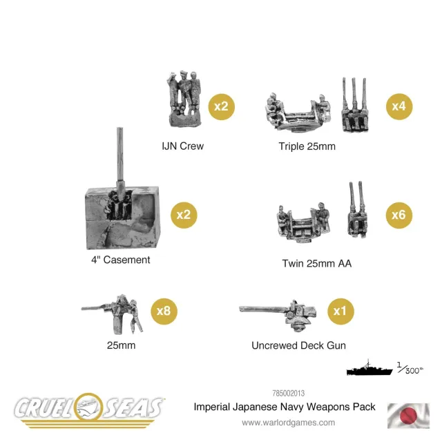 Bolt Action Cruel Seas Imperial Japanese Navy weapons pack maquette métal