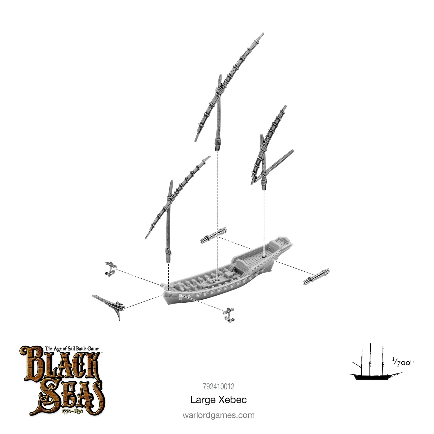 Bolt Action Black Seas Large Xebec navire résine