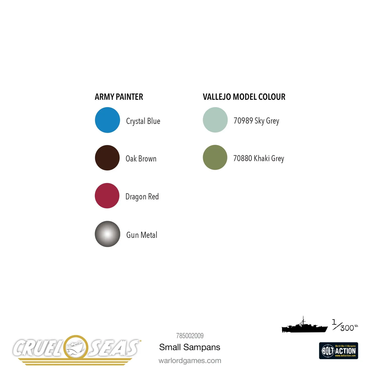 Bolt Action Cruel Seas Small Sampans bateaux métal x6