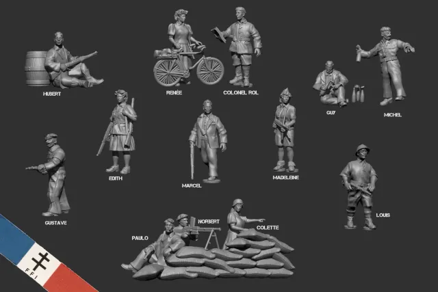 Des Tranchées Insurgés Parisiens FFI fichiers STL 28mm 13 figs
