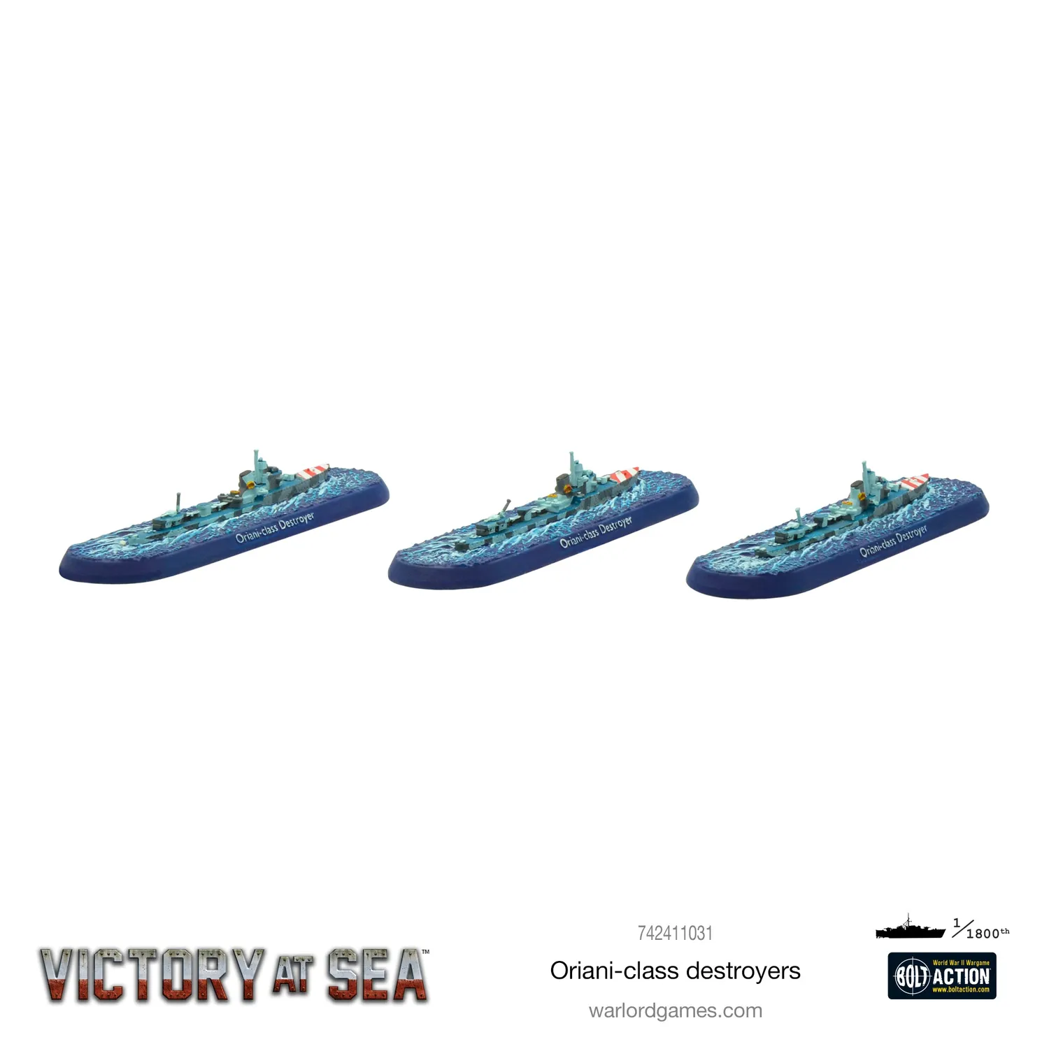 Victory at Sea Oriani Destroyers figurines x3 métal