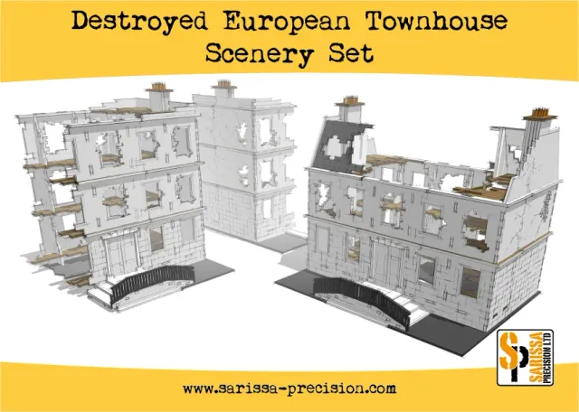Bolt Action Townhouse Détruite décor MDF x2