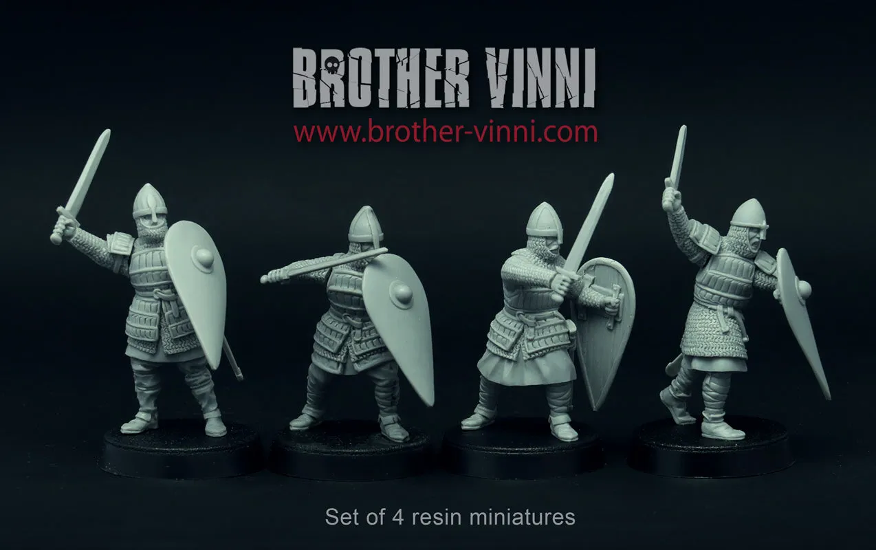 Brother Vinni Italo-Norman Knights lot 4 figurines résine 28mm épées