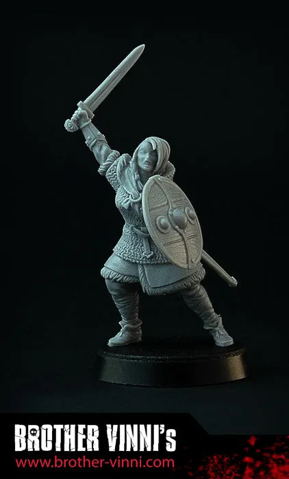 Brother Vinni Shield Maiden Chief figurine résine 28mm viking