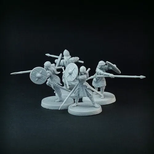 Brother Vinni Shield Maidens with spears figurines résine 28mm lot de 4