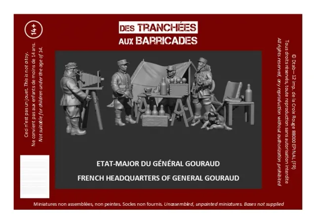 Des Tranchées aux Barricades Gouraud état-major figurines résine 28mm