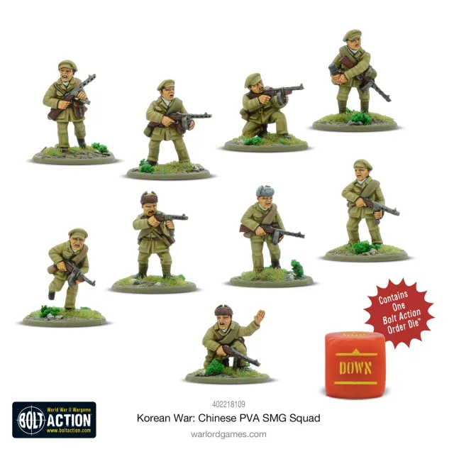 Bolt Action Chinese PVA SMG Squad figurines métal x9
