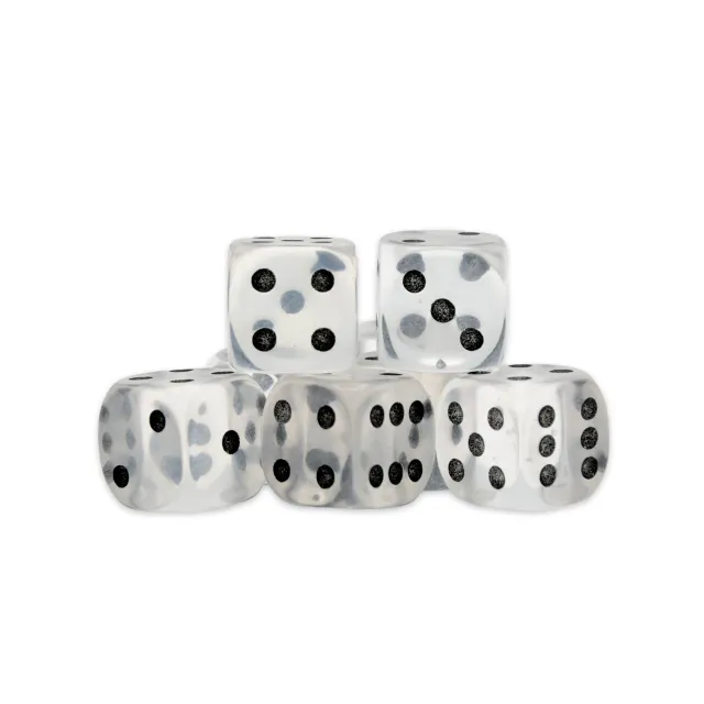 Bolt Action Clear Quartz D6 dés six faces transparents x8