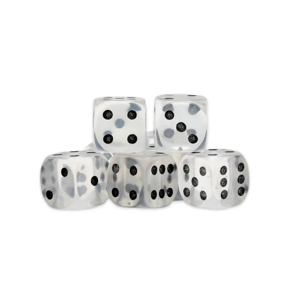 Bolt Action Clear Quartz D6 dés six faces transparents x8