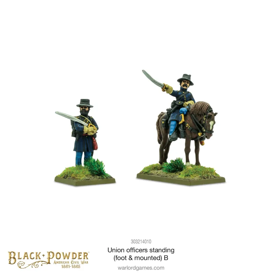 Black Powder Union Officers standing foot mounted B figurines métal commandement
