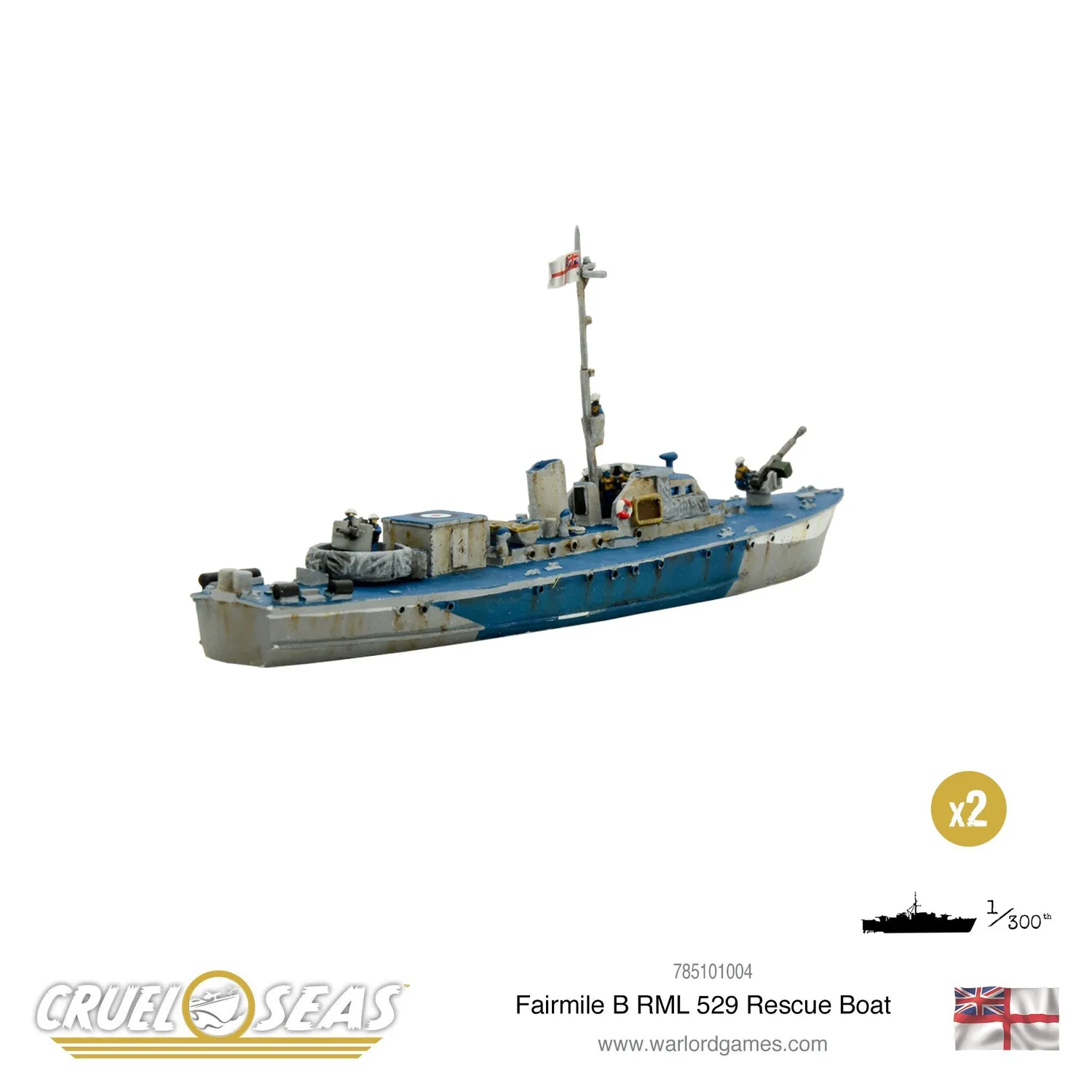 Bolt Action Cruel Seas Fairmile B RML 529 bateau x2 résine métal